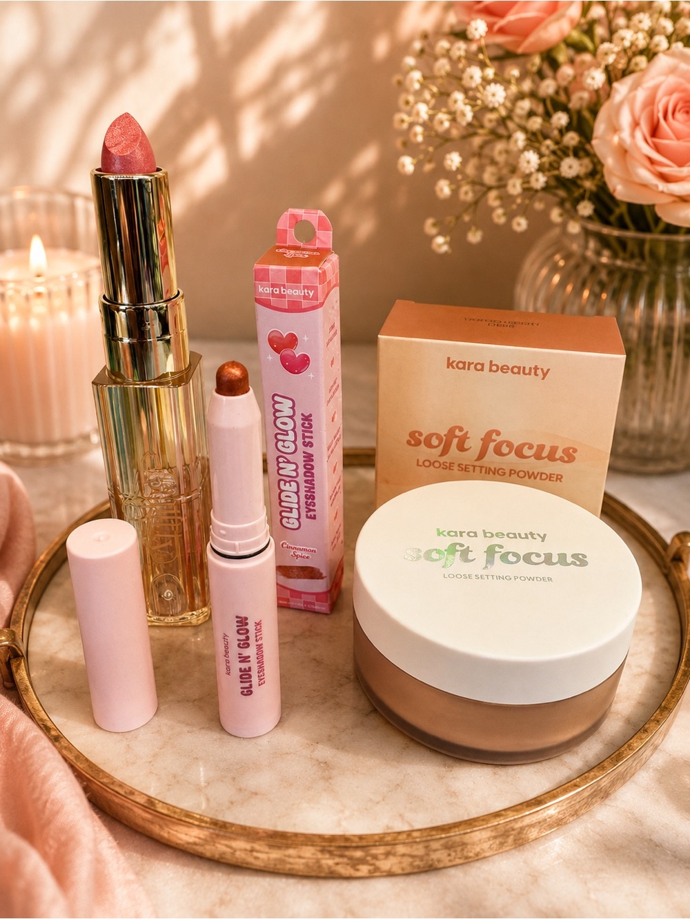 Karas Beauty-Soft Focus Loose Setting Powder & Glow Lip Bundle - Pink